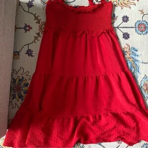 ARULA Vibrant Red Ruffle Dress